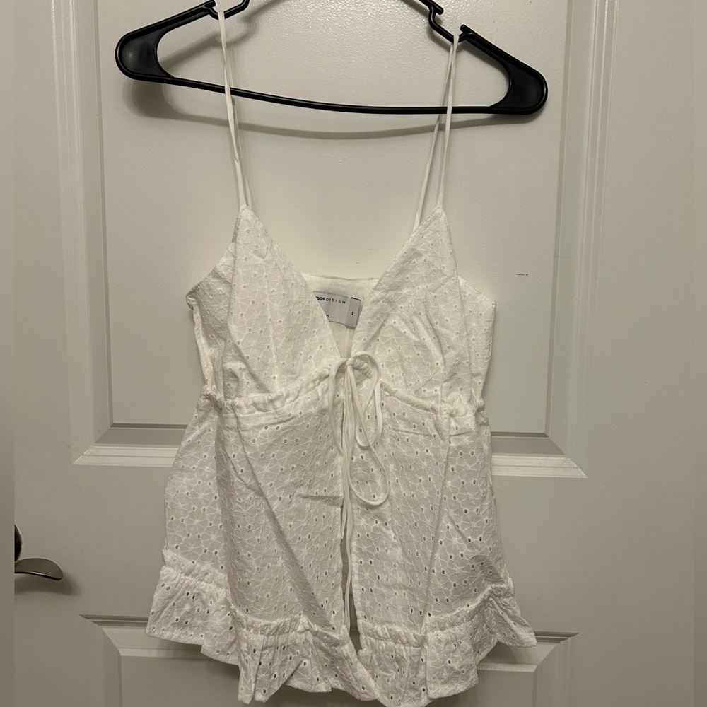 ASOS White Eyelet Ruffle Tank - Picture 2 of 5